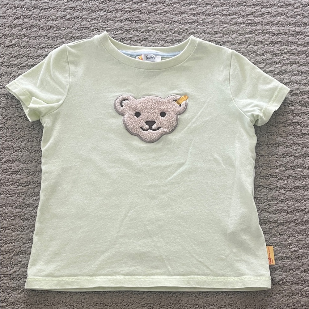 Steiff bear Kids Pale Green Bear Appliqué Tee - 2-3yrs